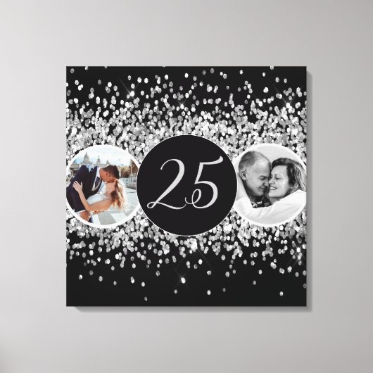 2 Foto Toen en Nu Bruiloft Jubileum Canvas Afdruk (Voorkant)