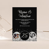 2 foto toen en nu zilveren bruiloft Jubileum Kaart