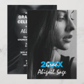 2 Foto Trendy Modern Blue and White Afstuderen Kaart (Voorkant / Achterkant)