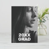 2 Foto Trendy Modern Bold White Text Afstuderen Kaart (Staand voorkant)