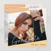 2 Foto Trendy Modern Natural Afstuderen Kaart (Voorkant / Achterkant)