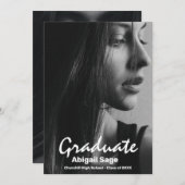 2 Foto Trendy Modern White Text Afstuderen Kaart (Voorkant / Achterkant)