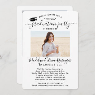 2 Foto Virtueel Graduation Party Modern Script Kaart