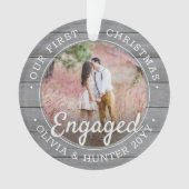 2 Foto voor eerste Kerstmis Gangschikt grijs faux  Ornament (voorkant)