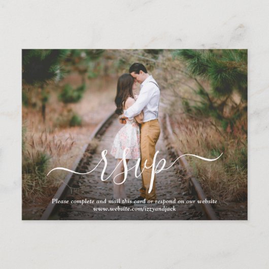 2 Foto Wedding RSVP Meal Choice Song Request Uitnodiging Briefkaart (Voorkant)