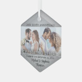 2 Foto Zilver 25e bruiloft Jubileum Keepsake Glas Ornament (Voorkant links)