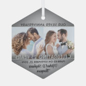 2 Foto Zilver 25e bruiloft Jubileum Keepsake Glas Ornament (Achterkant)