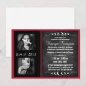 2 FotoalkbordAfstuderen zwart-wit en rood Kaart (Voorkant / Achterkant)