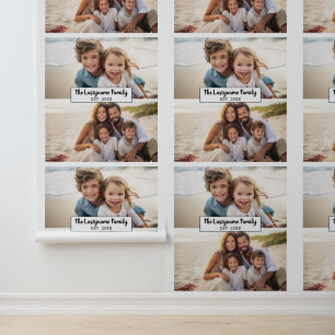 2 Fotocollage Familienaam - Horizontale foto's Behang