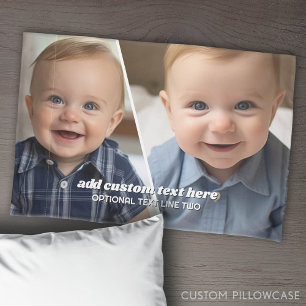 2 Fotocollage met trendy bounce script - wit Kussensloop