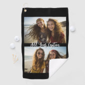 2 Fotocollage met trendy scriptbijschrift - Zwart Golfhanddoek (Insitu)