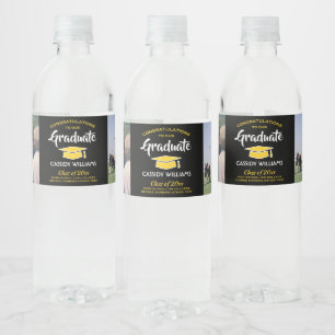 2 Fotocongraties zwart-goudgeel Waterfles Etiket