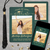 2 Fotoklasse: Groen en Gold Script-Afstuderen Aankondiging