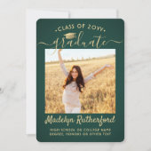 2 Fotoklasse: Groen en Gold Script-Afstuderen Aankondiging (Voorkant)