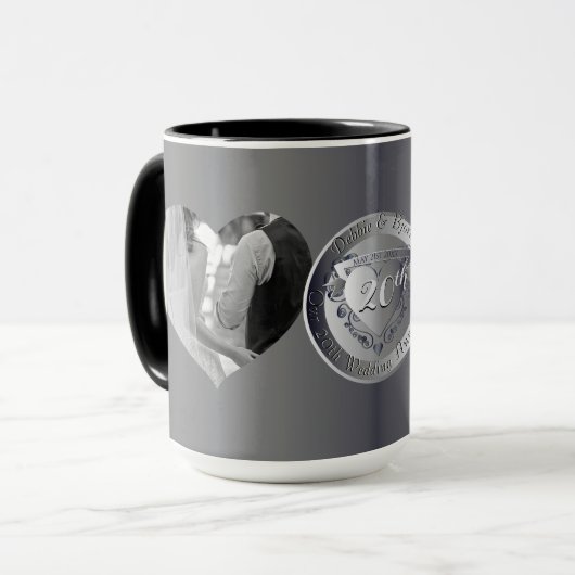 2 Foto's 10th,20th,25th,70th Wedding Jubileum Mok (Voorkant links)