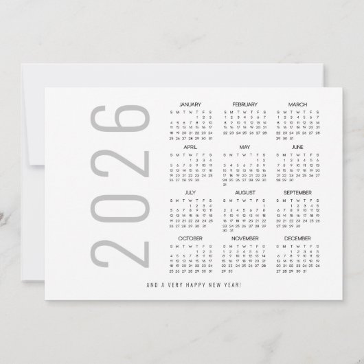 2 foto's 2026 Kalender Script Vrolijk Kerstfeest Feestdagenkaart (Achterkant)