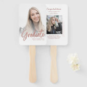 2 Foto's Afstuderen Roze Goud Schrift Handwaaier (Voorkant en achterkant)