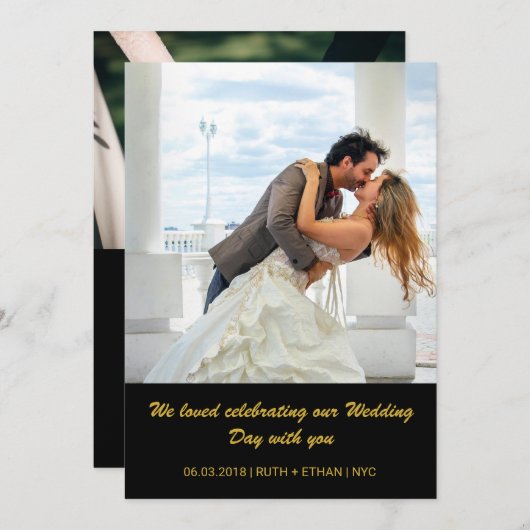 2 Foto's - beide zijden Weddenfoto Hartelijk dank Bedankkaart (Voorkant / Achterkant)