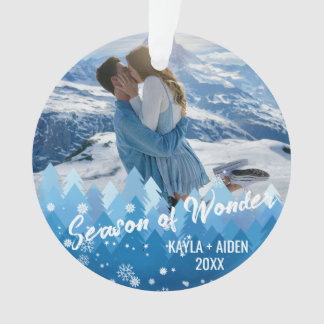 2 foto's Blauwe kleur Vrolijk en helder Ornament