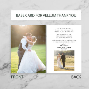 2 foto's bruiloft bedankbasis voor vellum kaart