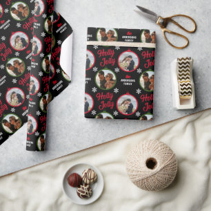 2 Foto's Couple Holly Jolly kerstversiering Cadeaupapier