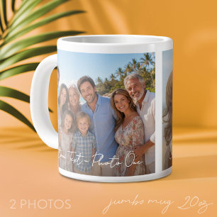 2 foto's en minimale tekstoverlay met script extra grote beker
