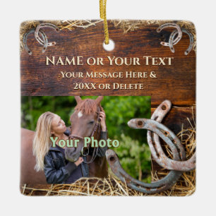 2 Foto's en persoonlijke cadeautjes voor paardenov Keramisch Ornament