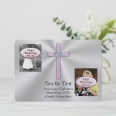 2 Foto's, Jouw tekst Christelijk Opslaan datumkaar Save The Date (Staand voorkant)