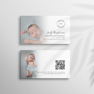 2 Foto's Logo QR-code Pasgeboren Baby Fotograaf Visitekaartje