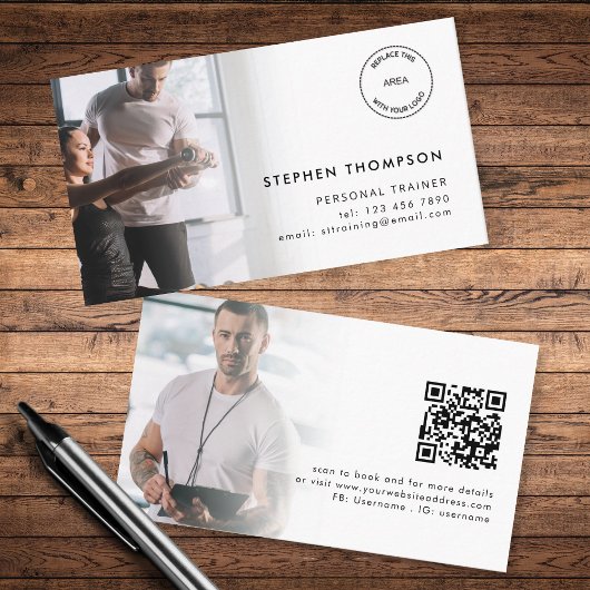 2 foto's Logo QR Code Personal Trainer Visitekaartje