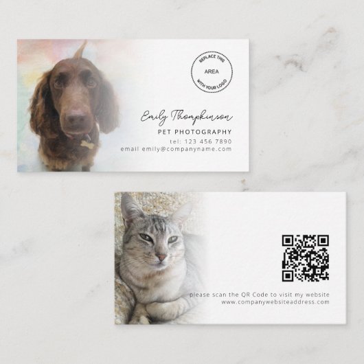 2 Foto's Logo QR Code Pet Fotograaf Visitekaartje (Voorkant / Achterkant)