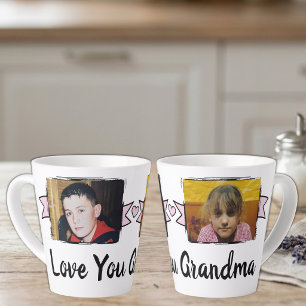 2 foto's love you oma roze latte mok