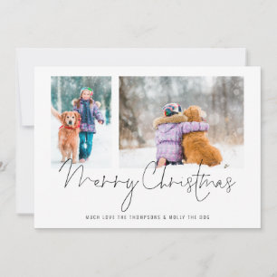 2 Foto's met Script Family en Dog Merry Kerstmis