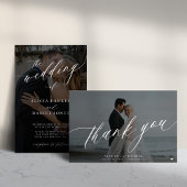 2 foto's modern elegant overlay script bruiloft kaart