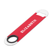 2 foto's naam initiaal wit rood speed flessenopener (Voorkant Gekanteld)