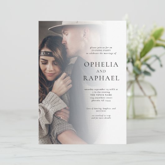 2 foto's QR Code Boheemse bruiloft avond feest Kaart (Staand voorkant)