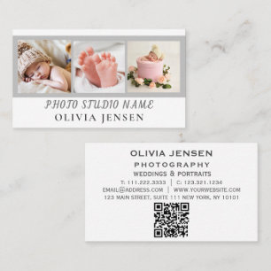 2 Foto's QR Code Pasgeboren Baby Fotograaf Visitekaartje