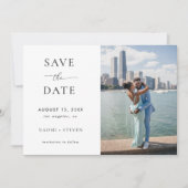 2 foto's & QR-code trouwwebsite modern elegant Save The Date (Voorkant)