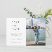 2 foto's & QR-code trouwwebsite modern elegant Save The Date (Staand voorkant)