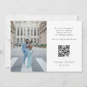 2 foto's & QR-code trouwwebsite modern elegant Save The Date (Achterkant)