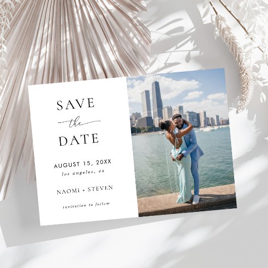 2 foto's & QR-code trouwwebsite modern elegant Save The Date