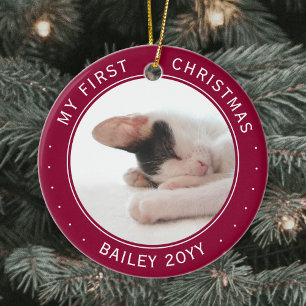 2 foto's voor gezelschapsdieren Mijn eerste kerstk Keramisch Ornament
