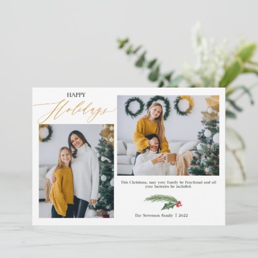 2 foto's waterverf van terracotta happy Holiday Ka Feestdagenkaart (Staand voorkant)