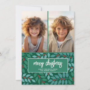 2 Fotosamenstelling - Prettig Kerstfeest Botanisch Feestdagenkaart