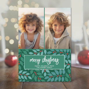 2 Fotosamenstelling - Prettig Kerstfeest Botanisch Feestdagenkaart