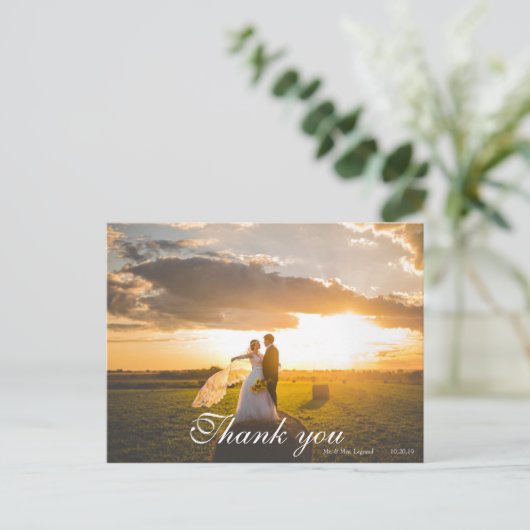 2 Fotoscript Geletterde bruiloft Dank u Briefkaart (Staand voorkant)