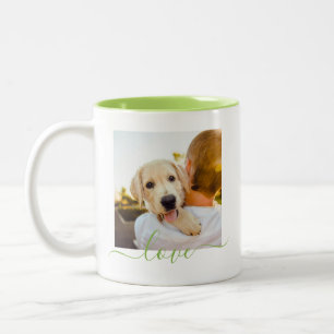 2 Fotosjabloon Double Sided Love Text Green Tweekleurige Koffiemok