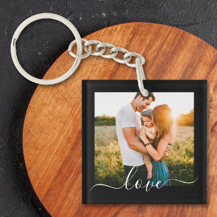 2 Fotosjabloon Dubbele liefdestekst zwart Sleutelhanger