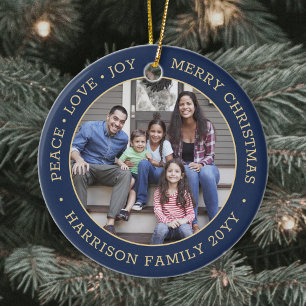 2 Fotovredesliefde Joy Merry Xmas geborstelde mari Keramisch Ornament