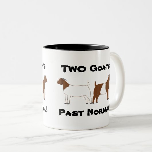 2 Geiten zijn normaal gesproken! - vleesgeiten Tweekleurige Koffiemok (Voorkant rechts)